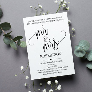 Minimalistisk innan jag gör Mr och Mrs Möhippa Inbjudningar