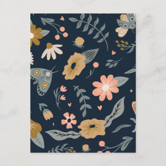 Minimalistisk insekt och blomma helg vykort