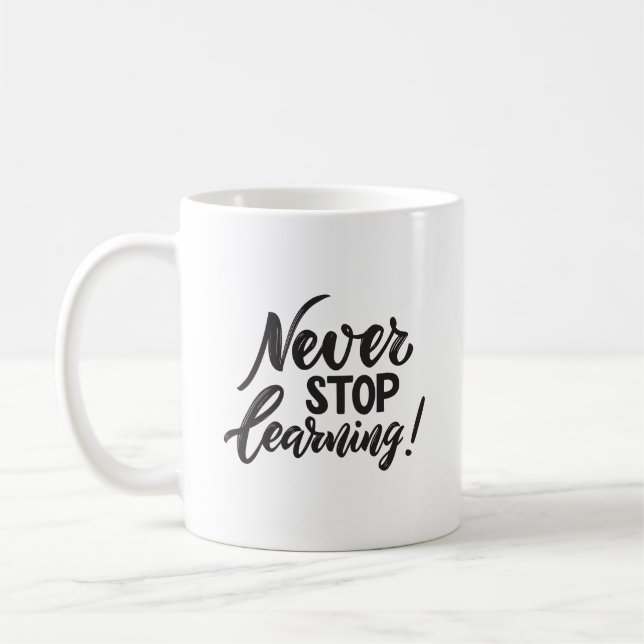 Minimalistisk Inspirerad Sluta Aldrig Lära Dig Ele Kaffemugg (Vänster)