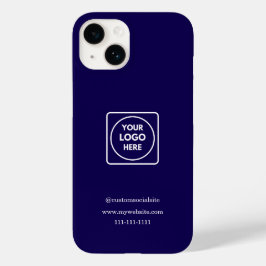 Minimalistisk iPhone-fodral i marinblå med logotyp