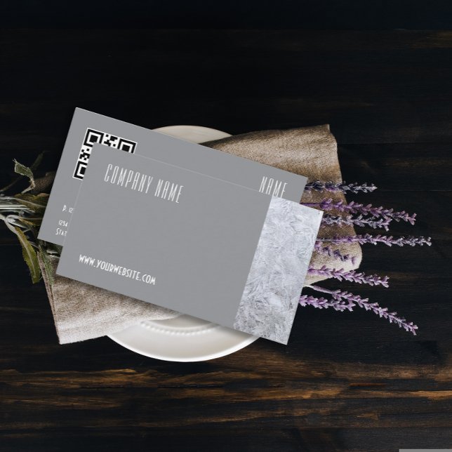 Minimalistisk isfoto QR grått-Affärskort Visitkort (This minimalist stone photography design is perfect for handymen, construction pros, repair experts.)