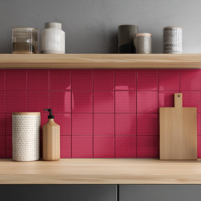 Minimalistisk Isometrisk Magenta Mönster Keramisk  Kakelplatta (Skapare uppladdad)
