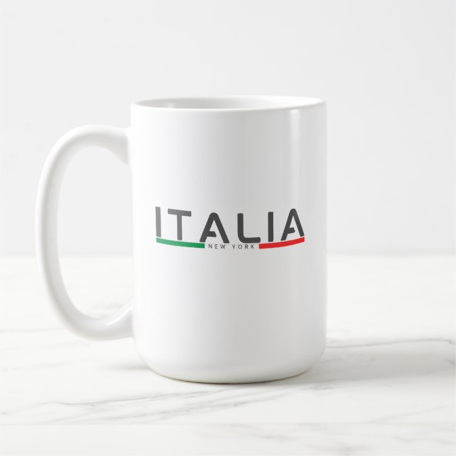 Minimalistisk Italien Flagga New York italiensk Kaffemugg (Vänster)