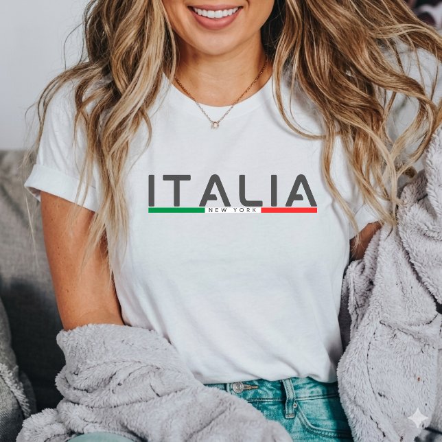 Minimalistisk Italien Flagga New York italiensk T Shirt (Skapare uppladdad)