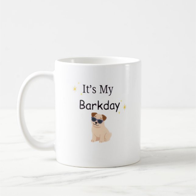 Minimalistisk It's My Barkday Hund Mugg (Vänster)