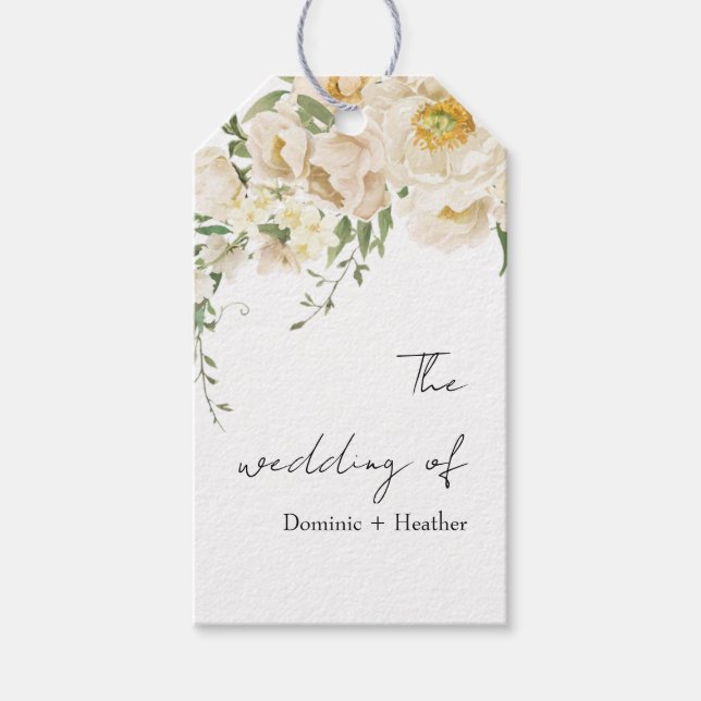 Minimalistisk Ivory Bliss Bröllop Presentetikett (Framsidan)