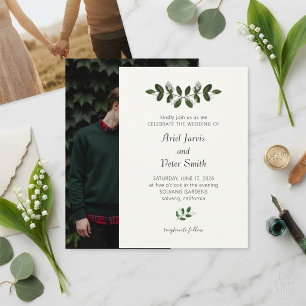 Minimalistisk Ivy-kant Foto Bröllopsinbjudan Inbjudningar