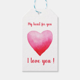 Minimalistisk Jag älskar dig akvarell hjärta     Presentetikett