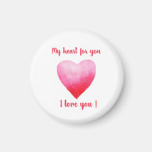 Minimalistisk Jag älskar dig akvarell rött hjärta 