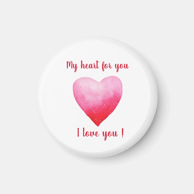 Minimalistisk Jag älskar dig akvarell rött hjärta  Magnet (Framsidan)
