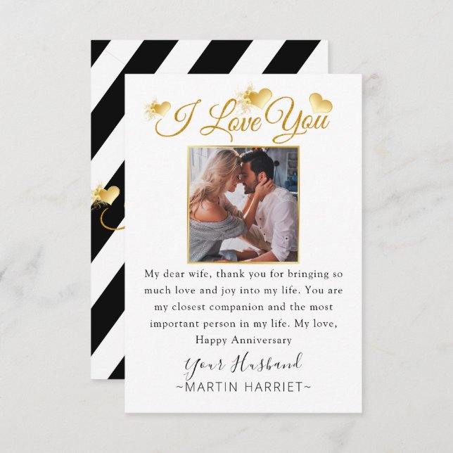 Minimalistisk "Jag älskar dig"-årsdags kort för fr (Fram/baksida)