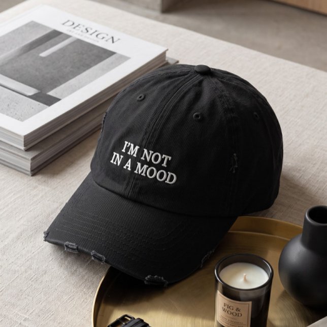 Minimalistisk "Jag är inte på humör" nedsliten Broderad Keps (Skapare uppladdad)