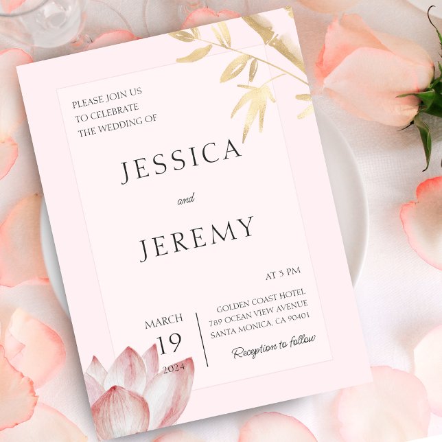 Minimalistisk  japansk bamboo (asiatiskt Bröllop) Inbjudningar (Minimalist Blush Japanese Bamboo Asian Wedding Invitation)
