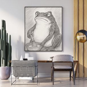 Minimalistisk Japansk Groda Konsttryck Matsumoto Poster