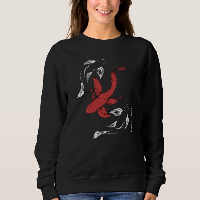 Minimalistisk japansk koi Fish Hand Drawn Stil T Shirt (Framsida)