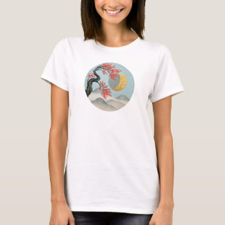 Minimalistisk japansk körsbärsblomsmåne landskap t shirt
