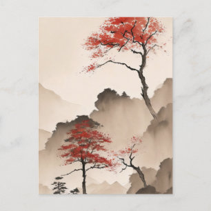 Minimalistisk japansk kustlinje vykort