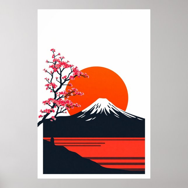 Minimalistisk japansk landskapskonst poster (Framsidan)
