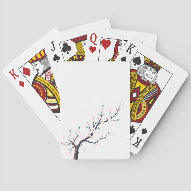Minimalistisk japansk trädgren casinokort (Baksidan)