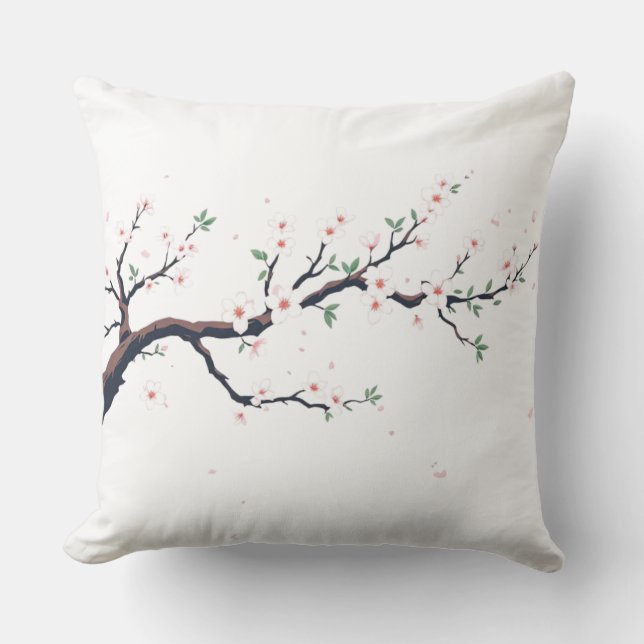 Minimalistisk japansk trädgren kudde (Framsida)