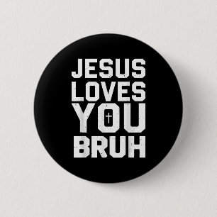 Minimalistisk Jesus Älskar Dig Bro Rolig Kristen Y Knapp