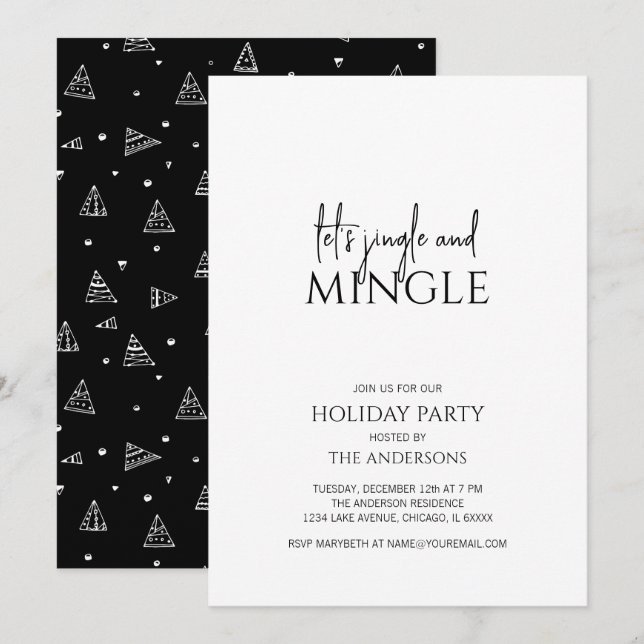 Minimalistisk jingle & Mingle-Julfest - jul Inbjudningar (Fram/baksida)