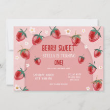Minimalistisk jordgubbsberry - första födelsedag