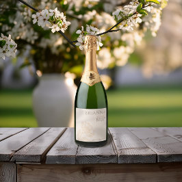 Minimalistisk jordisk Blommigt Sparkling Vin-etike