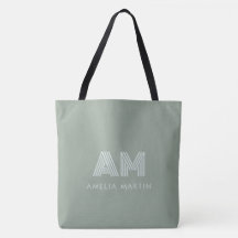 Minimalistisk jordnära matcha grön monogram