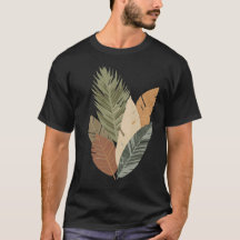 Minimalistisk jordton botanisk blad T-shirt