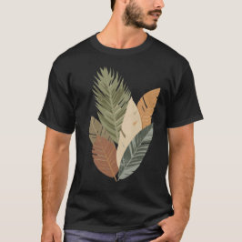 Minimalistisk jordton botanisk blad T-shirt