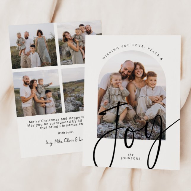 Minimalistisk joy Modern Script Arch-fotomat till  Julkort (Skapare uppladdad)