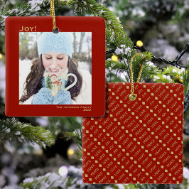 Minimalistisk Joy Simple Jul Helgdag Photo Red Julgransprydnad Keramik