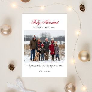Minimalistisk jul Feliz Navidad Photo Spansk Julkort
