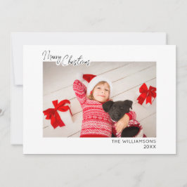 Minimalistisk jul för familjefoto med script julkort