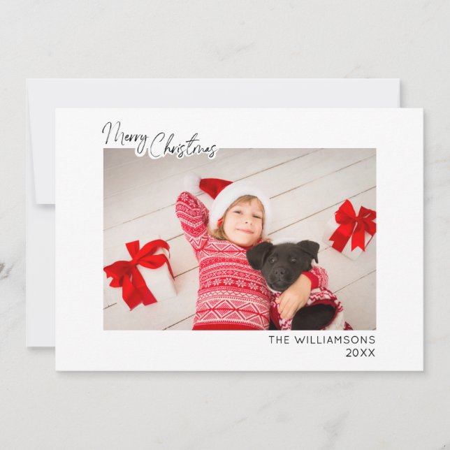 Minimalistisk jul för familjefoto med script julkort (Framsida)