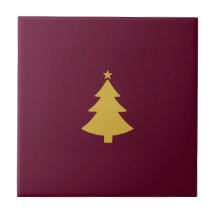 Minimalistisk jul Guld Träd, Burgundy Vin