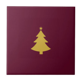 Minimalistisk jul Guld Träd, Burgundy Vin Kakelplatta