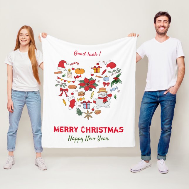 Minimalistisk jul och nyår Lycklig Baby Fleecefilt (På plats)