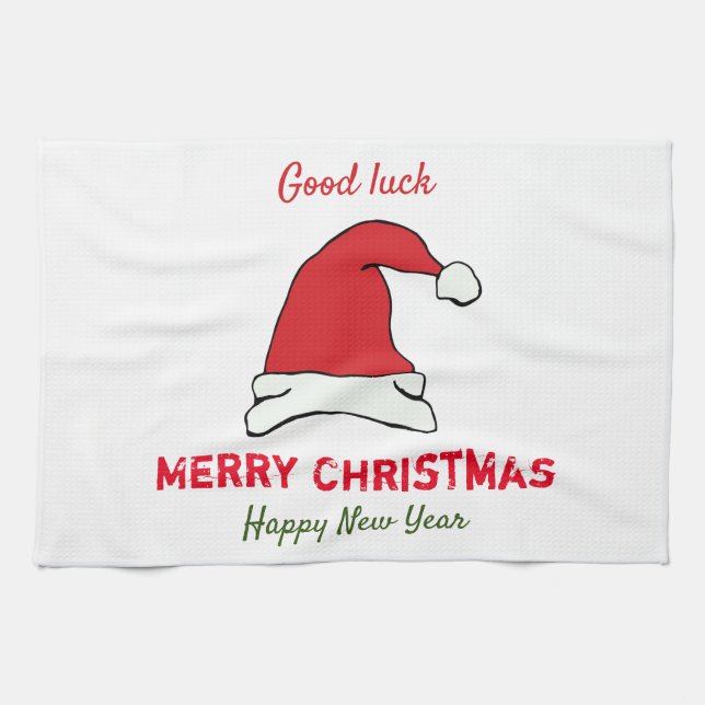 Minimalistisk jul och nyår Lycklig Kökshandduk (Horisontell)