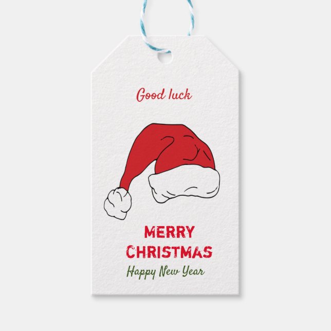Minimalistisk jul och nyår Lycklig Presentetikett (Framsidan)