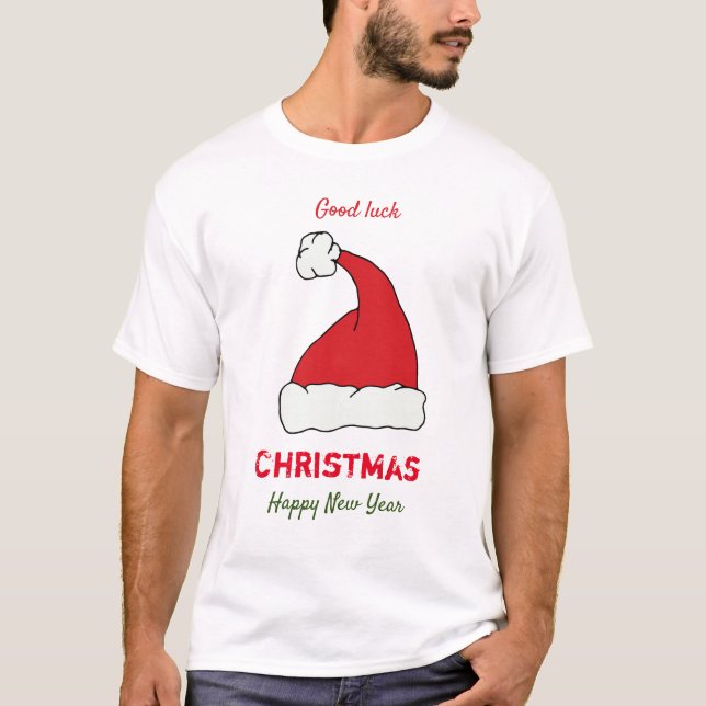 Minimalistisk jul och nyår Lycklig T-Shirt (Framsida)