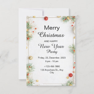 Minimalistisk jul Party och Gott nytt år Inbjudningar