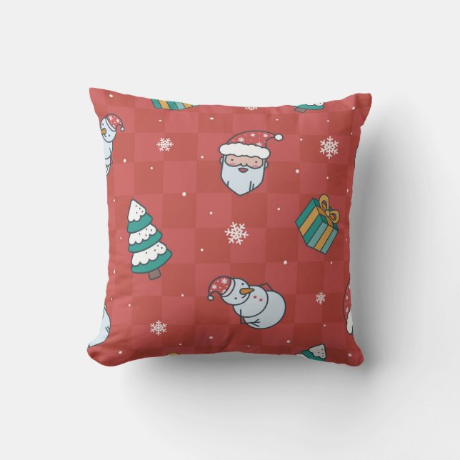 Minimalistisk jul: Red Seamless Design. Kudde (Framsida)