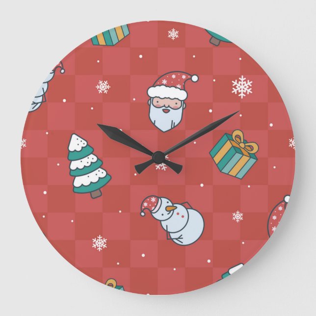 Minimalistisk jul: Red Seamless Design. Stor Klocka (Framsida)