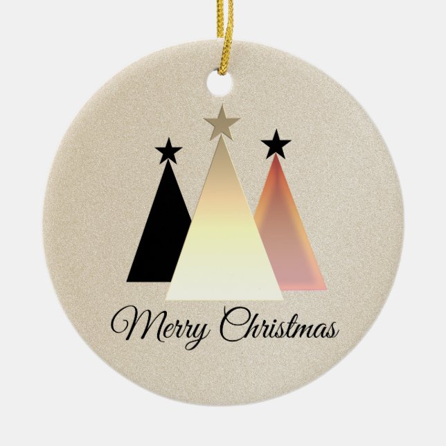 Minimalistisk jul svart och roséguld julgransprydnad keramik (Framsidan)
