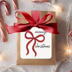 Minimalistisk julbåge i rött - God Jul  Fyrkantigt Klistermärke