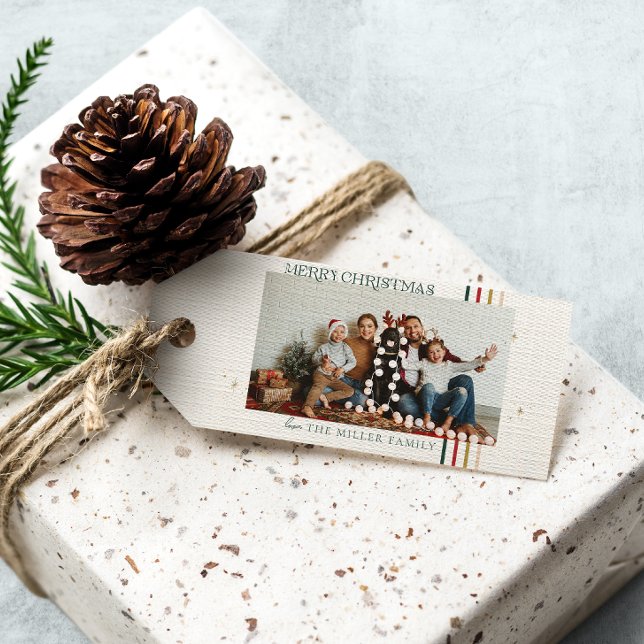 Minimalistisk julbild | Modern familjeporträtt  Presentetikett (Skapare uppladdad)