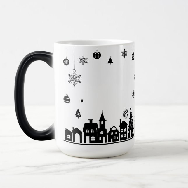 Minimalistisk julby-färgföränderlig mugg  (Vänster)