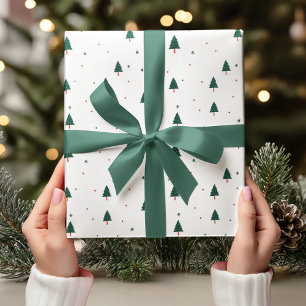 Minimalistisk Juldag Grönt Träd Presentpapper